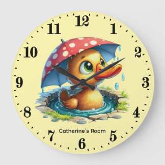 Grande Horloge Ronde Jolies filles bébé canard ajouter un nom