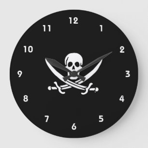 Grande Horloge Ronde Jolly roger drapeau de pirate