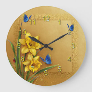 Grande Horloge Ronde Jonquilles d'or