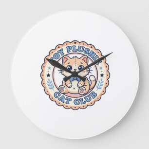 Grande Horloge Ronde Jouet Peluche Chat Mignon Chat T-Shirt Design - Jo