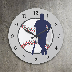 Grande Horloge Ronde Joueur de baseball