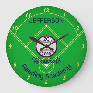 Grande Horloge Ronde Joueur de baseball High School Collegiate Baseball