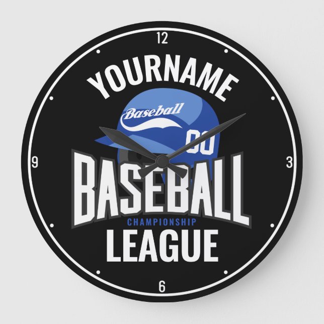 Grande Horloge Ronde Joueur de baseball personnalisé NOM Équipe Champ C (Recto)