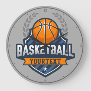Grande Horloge Ronde Joueur de basket AJOUTER LE NOM Varsity School Tea