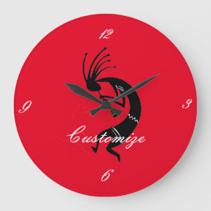 Grande Horloge Ronde Joueur de flûte Kokopelli Thunder_Cove