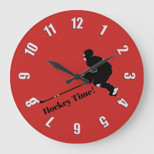 Grande Horloge Ronde Joueur de hockey - Sports d'hiver