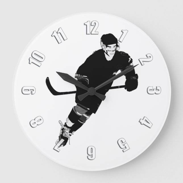 Grande Horloge Ronde Joueur de hockey sur glace - Sports d'hiver (Recto)