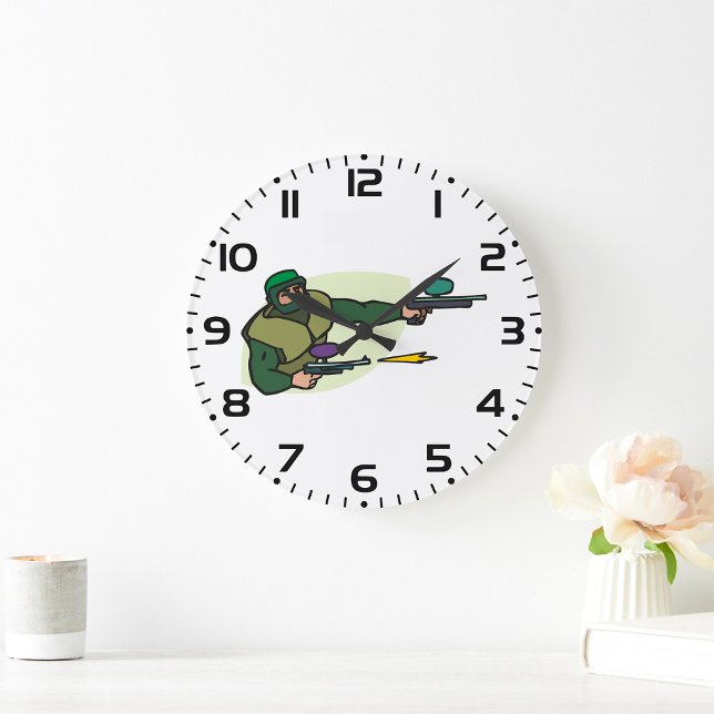 Grande Horloge Ronde Joueur de Paintball avec double marqueur Action Sp (Créateur téléchargé)