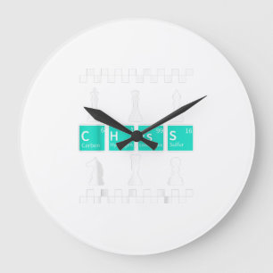Grande Horloge Ronde Joueur d'échecs Lover Tableau périodique Drôle Cad