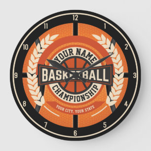 Grande Horloge Ronde Joueur personnalisé de l'équipe de basket-ball Ath