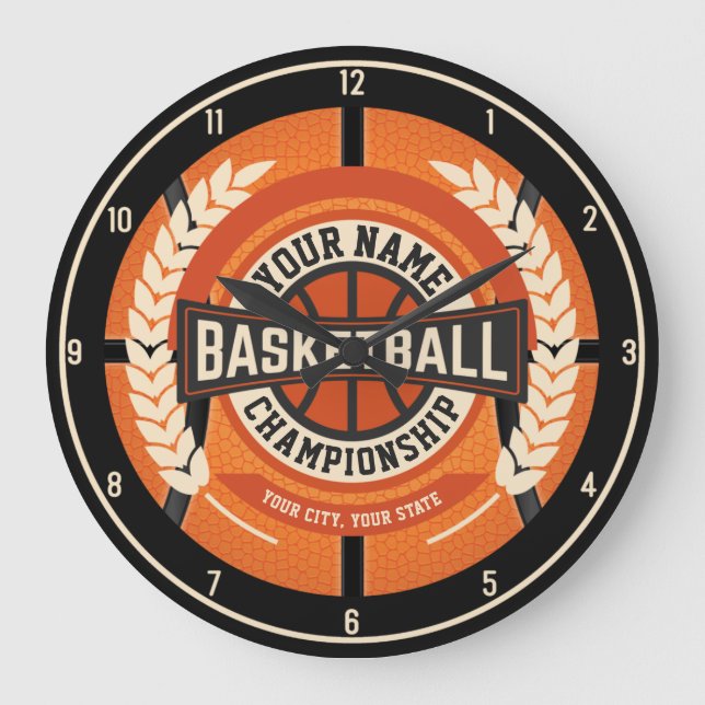 Grande Horloge Ronde Joueur personnalisé de l'équipe de basket-ball Ath (Recto)