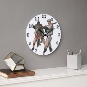 Grande Horloge Ronde Joueurs de baseball de sport vintage
