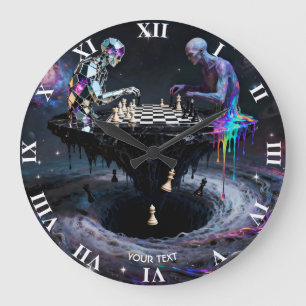 Grande Horloge Ronde Joueurs Imaginaire mignons à deux échecs