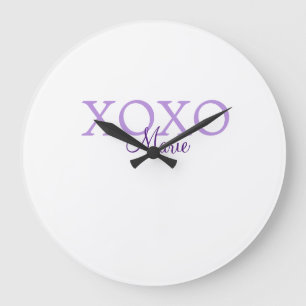 Grande Horloge Ronde Jour de la Saint Valentin Xoxo ajouter nom pastel 