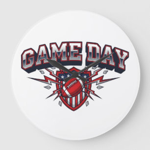 Grande Horloge Ronde Jour de match de football Bouclier Foudre Patrioti