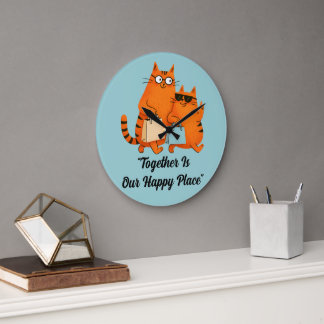 Grande Horloge Ronde Jour de shopping Amour de chat