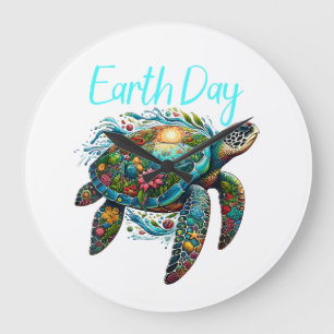 Grande Horloge Ronde Jour des terres de la tortue de mer