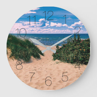 Grande Horloge Ronde Journée à la plage look rétro