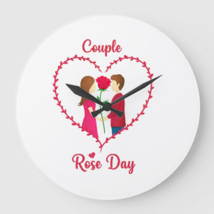 Grande Horloge Ronde "Journée Rose romantique 2025 🌹 💑   L'amour fleu
