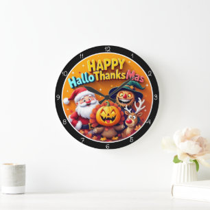 Grande Horloge Ronde Joyeuse célébration de fêtes de HalloThanksMas
