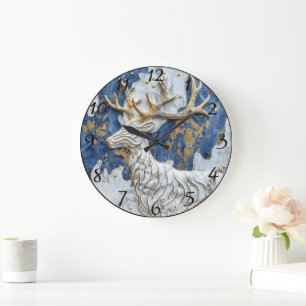 Grande Horloge Ronde Joyeuse Reindeer Holiday Magie