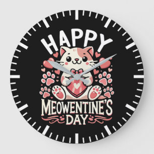 Grande Horloge Ronde Joyeuse Saint-Sylvestre - Cute Cat Saint-Valentin