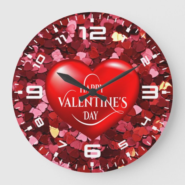 Grande Horloge Ronde Joyeuse Saint-Valentin ! (Recto)