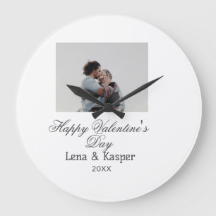 Grande Horloge Ronde Joyeuse Saint-Valentin couple photo moderne simple