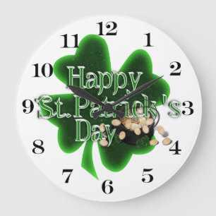 Grande Horloge Ronde Joyeuse St Patrick's Day - Pot Of Gold