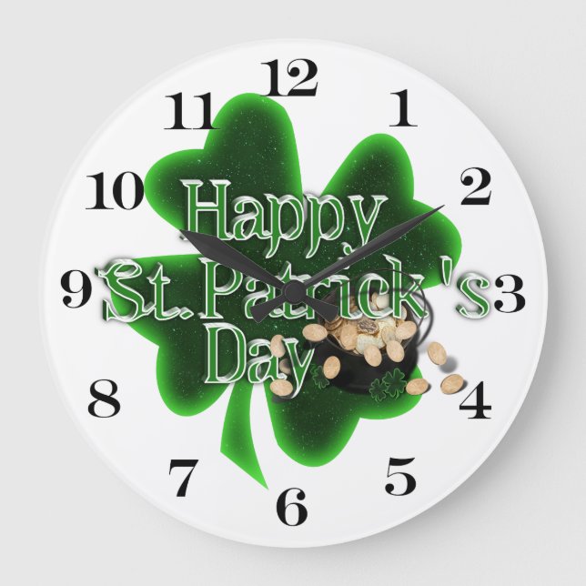 Grande Horloge Ronde Joyeuse St Patrick's Day - Pot Of Gold (Recto)