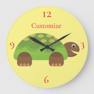 Grande Horloge Ronde Joyeuse tortue souriante Thunder_Cove