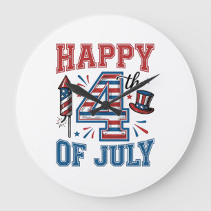Grande Horloge Ronde Joyeux 4 juillet Design vectoriel vintage patrioti