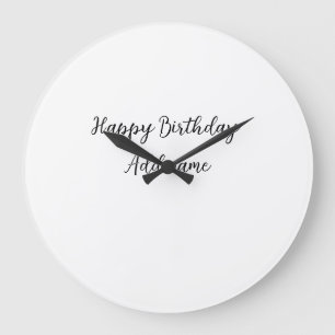Grande Horloge Ronde Joyeux anniversaire ajouter nom titre simple minim