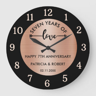 Grande Horloge Ronde Joyeux anniversaire de cuivre 7e anniversaire de