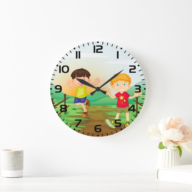 Grande Horloge Ronde Joyeux Enfants Jouant À L'Extérieur (Créateur téléchargé)