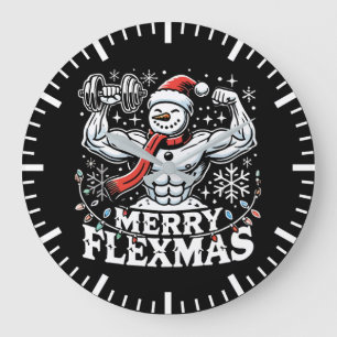 Grande Horloge Ronde Joyeux Flexmas - Snowman Flexting Gym de Noël