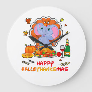 Grande Horloge Ronde Joyeux Hallo Elephant Boire Vin Merci Cadeau
