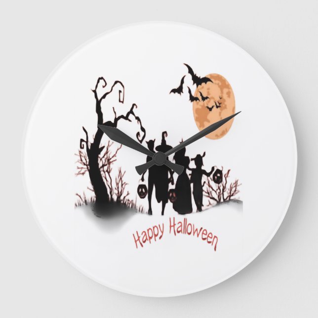 Grande Horloge Ronde Joyeux Halloween (Recto)