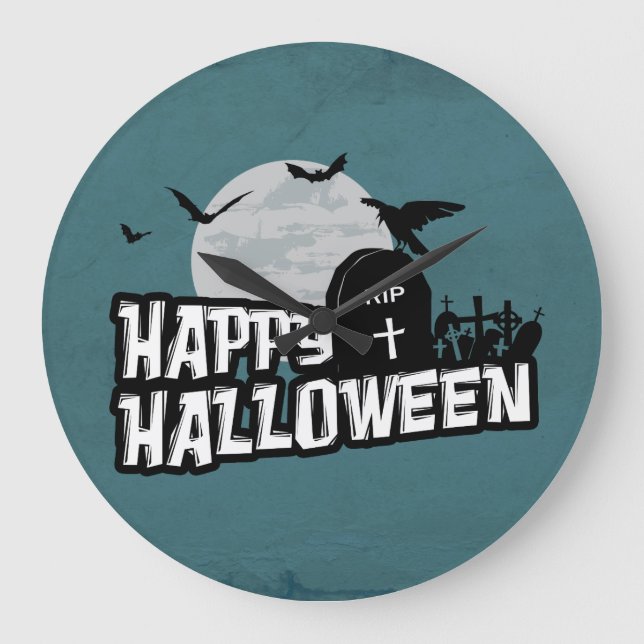 Grande Horloge Ronde Joyeux Halloween (Recto)
