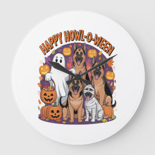 Grande Horloge Ronde Joyeux Halloween Berger Allemand