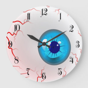 Grande Horloge Ronde Joyeux Halloween ! Éffrayant Blue Eyeball