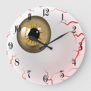 Grande Horloge Ronde Joyeux Halloween ! Eyeball Brown éffrayant
