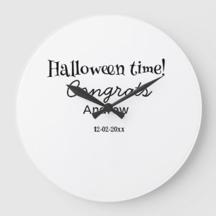 Grande Horloge Ronde Joyeux Halloween félicitations nom date année dipl