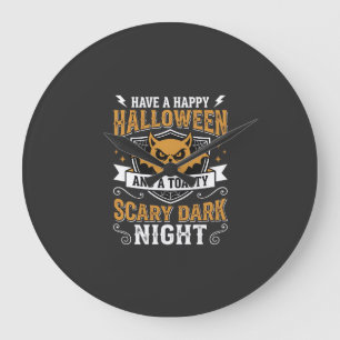 Grande Horloge Ronde Joyeux Halloween Nuit Sombre Effrayante Conception