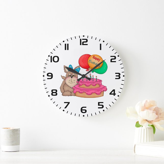 Grande Horloge Ronde Joyeux Marionnette mignonne avec ballons et gâteau (Créateur téléchargé)