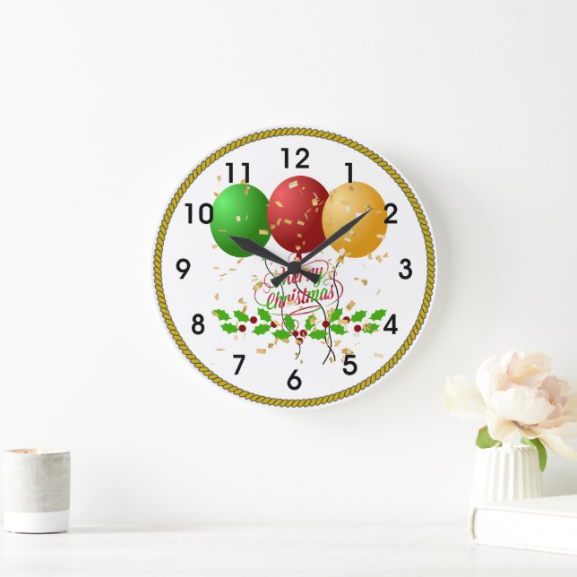 Grande Horloge Ronde Joyeux Noël (Maison)
