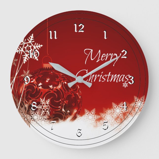 Grande Horloge Ronde Joyeux Noël, fêtes design (Recto)