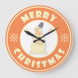 Grande Horloge Ronde Joyeux Noël heureux bonhomme de neige célèbre styl