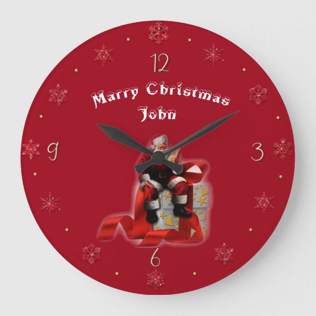 Grande Horloge Ronde Joyeux Noël John (changer de nom) (Recto)