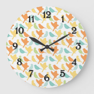 Grande Horloge Ronde Joyeux Oiseaux